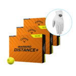 PROMOCIÓN - Pelotas Callaway Warbird amarillas 3x2 + Un Guante de Cuero Dawn Patrol de regalo